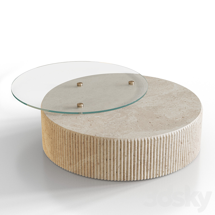Marble and glass coffee table 3DS Max - thumbnail 2