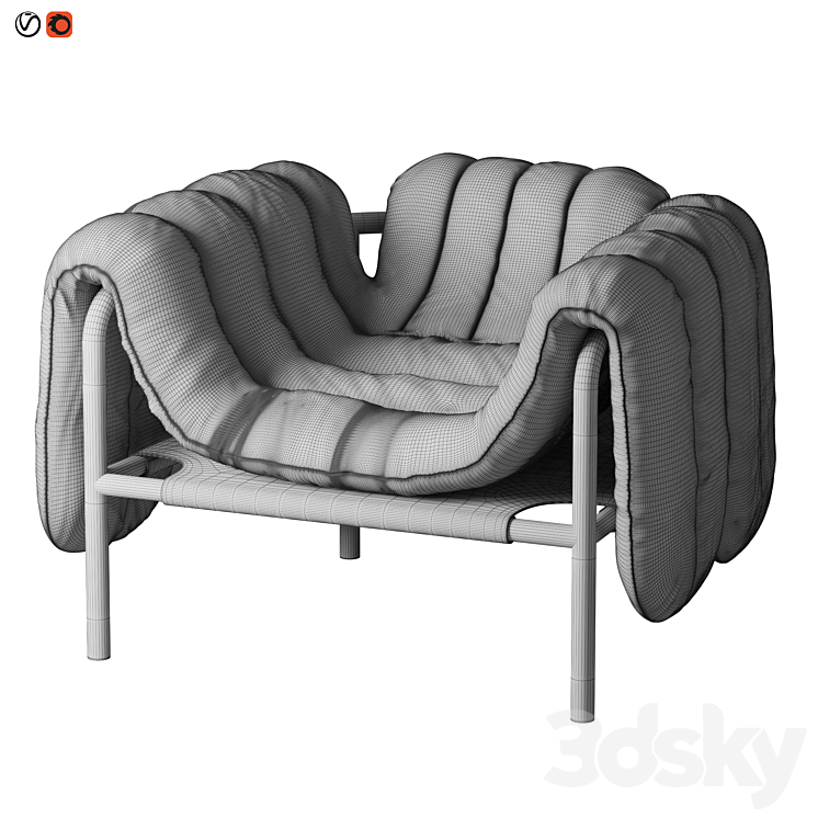 Puffy lounge chair 3DS Max Model - thumbnail 2