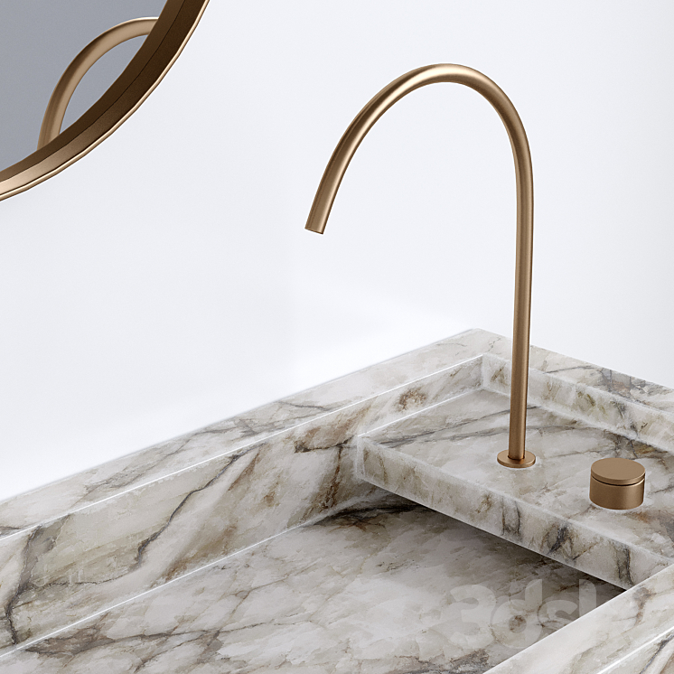 Bathroom furniture marble sink 3DS Max - thumbnail 2