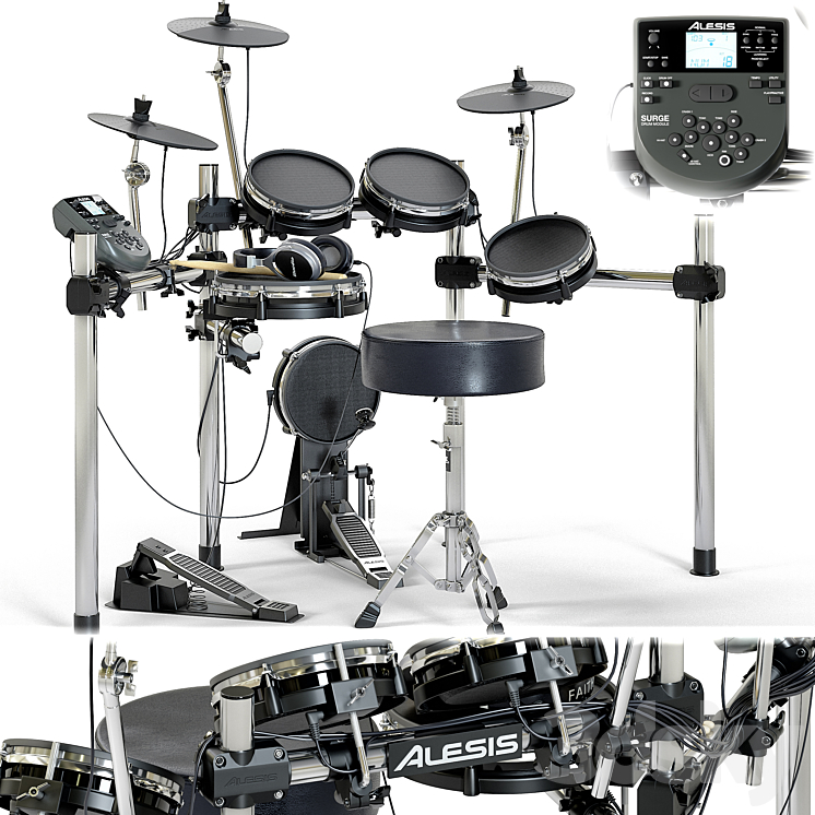 Drum set ALESIS surge mesh kit. Musical instrument 3D Model