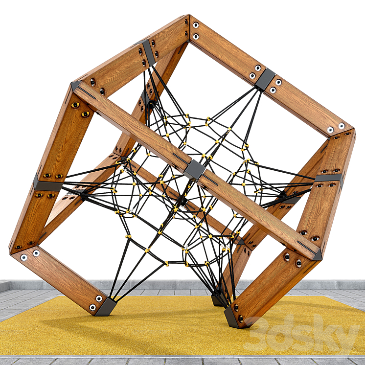 Children’s play rope complex Cube. Playground 3D Model