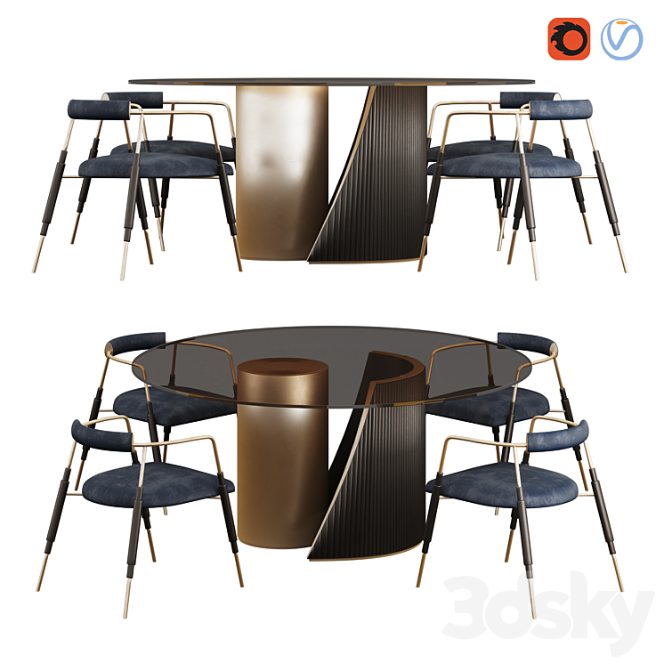 Hege Table and Frame Chair by Shake 3DS Max Model - thumbnail 1