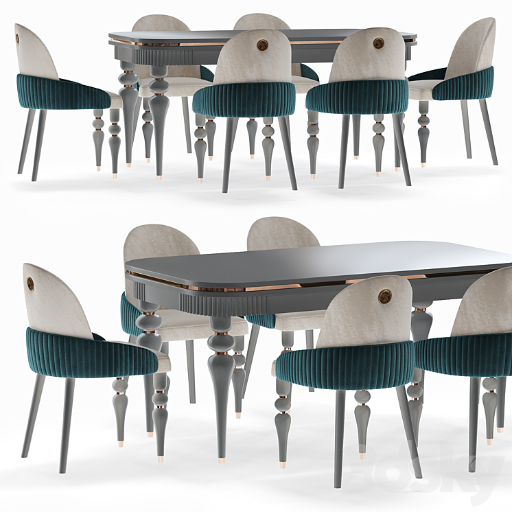 Dining Table 3DS Max Model - thumbnail 1