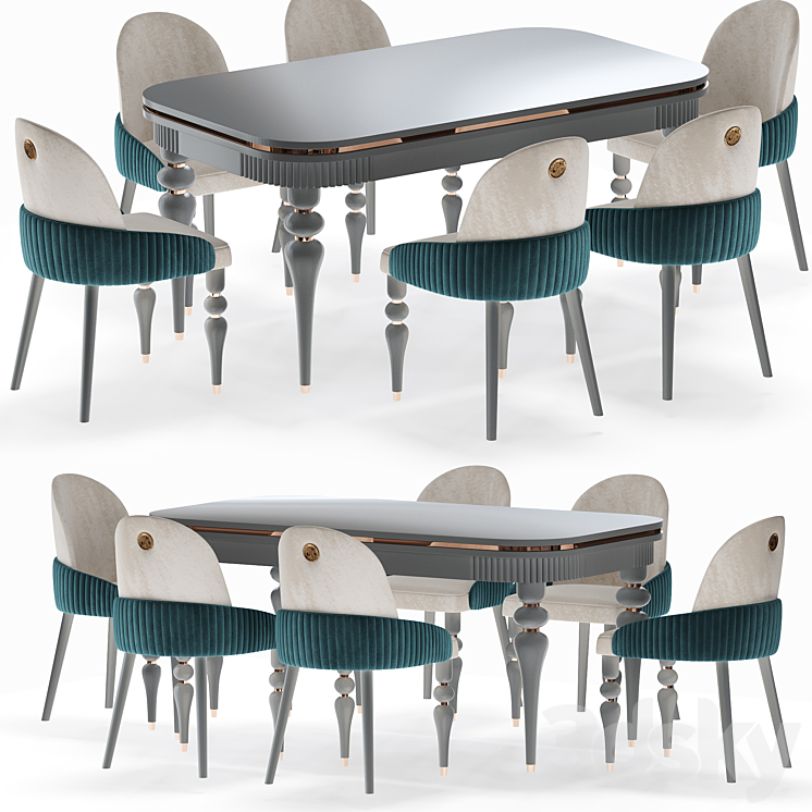 Dining Table 3DS Max Model - thumbnail 2