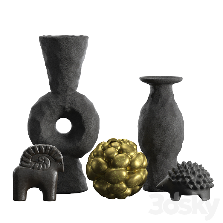 Volcanic Vases and Decorative Objects set 3D Model