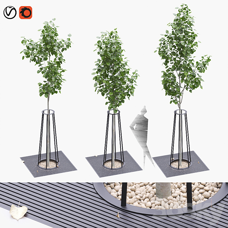 Linden seedlings in a tree-trunk lattice 3DS Max - thumbnail 1