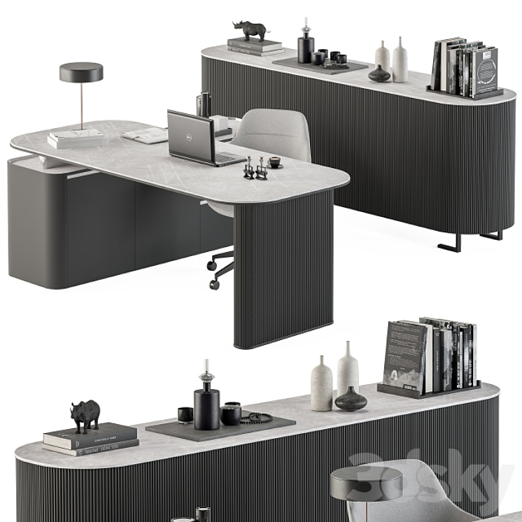 Boss Desk Black and Gray – Office Furniture 236 3DS Max - thumbnail 1