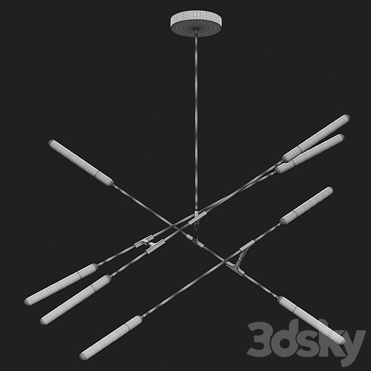 Antique Brass Wands LED Chandelier 3DS Max - thumbnail 2