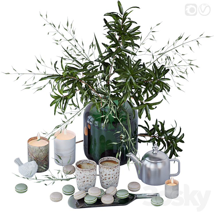 3DS MAX Kitchen set with mango branches 2 3DS Max