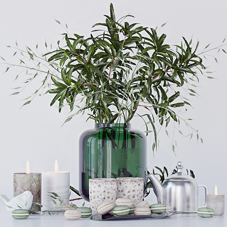 Kitchen set with mango branches 2 3D Model
