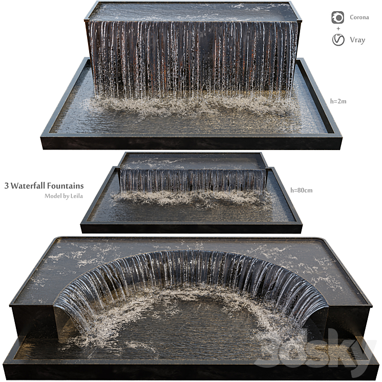 Waterfall fountains grand cascade 3DS Max - thumbnail 1