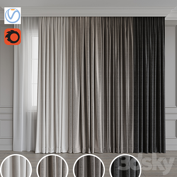 Set of curtains 105 3DS Max - thumbnail 1