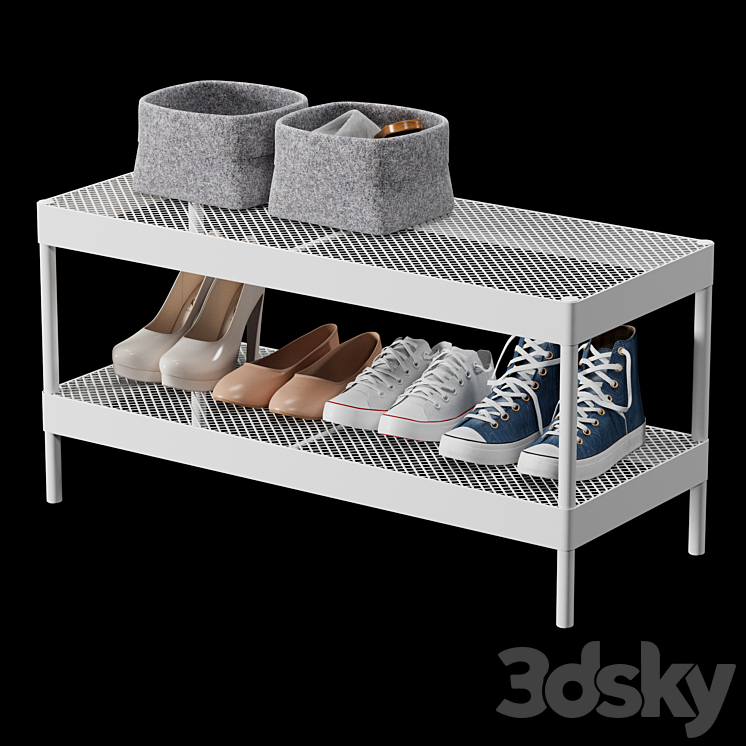 Ikea Makkaper Shoe Rack and Shoe Set 3D Model