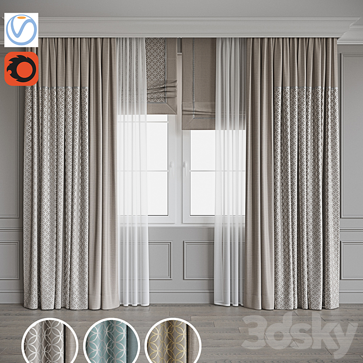 Set of curtains 106 3DS Max - thumbnail 1