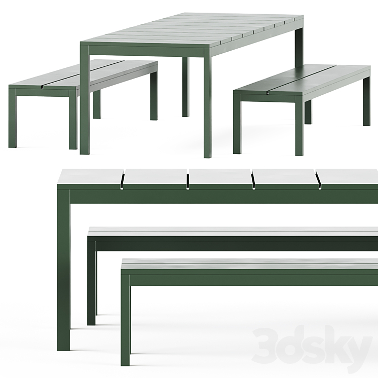 Table and Bench Na Xemena by Gandia Blasco \/ Outdoor Furniture 3DS Max - thumbnail 1