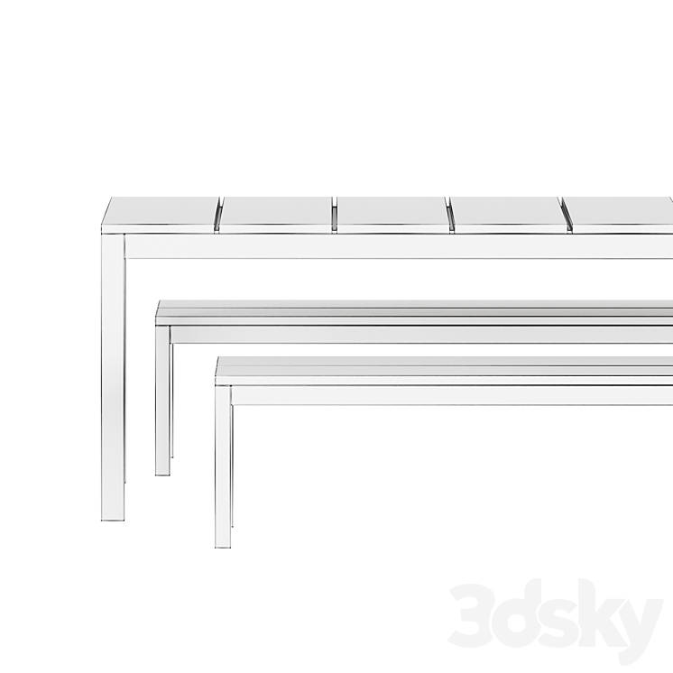 Table and Bench Na Xemena by Gandia Blasco \/ Outdoor Furniture 3DS Max - thumbnail 2
