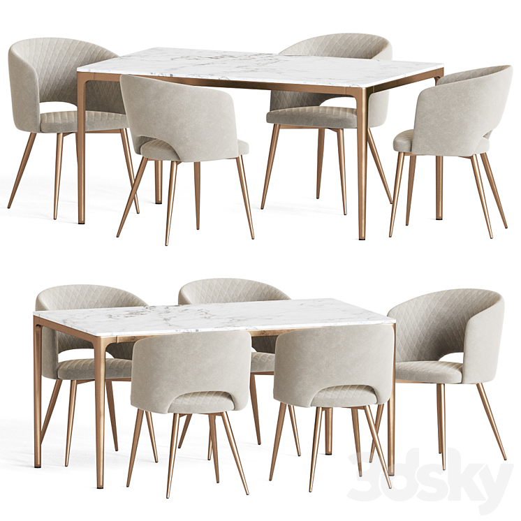 Basel Chair Canto Table Dining Set 3D Model