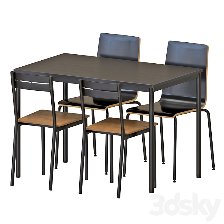 IKEA SANDSBERG Table And Chairs 3DS Max - thumbnail 1