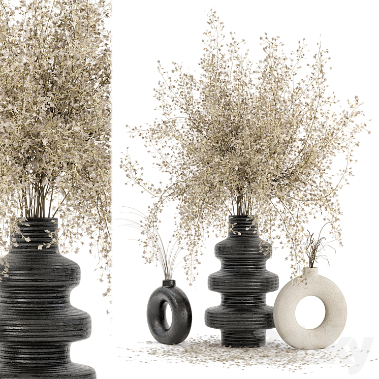 Indoor Dry Plants in rusty Concrete Pots – Set 288 3DS Max - thumbnail 1