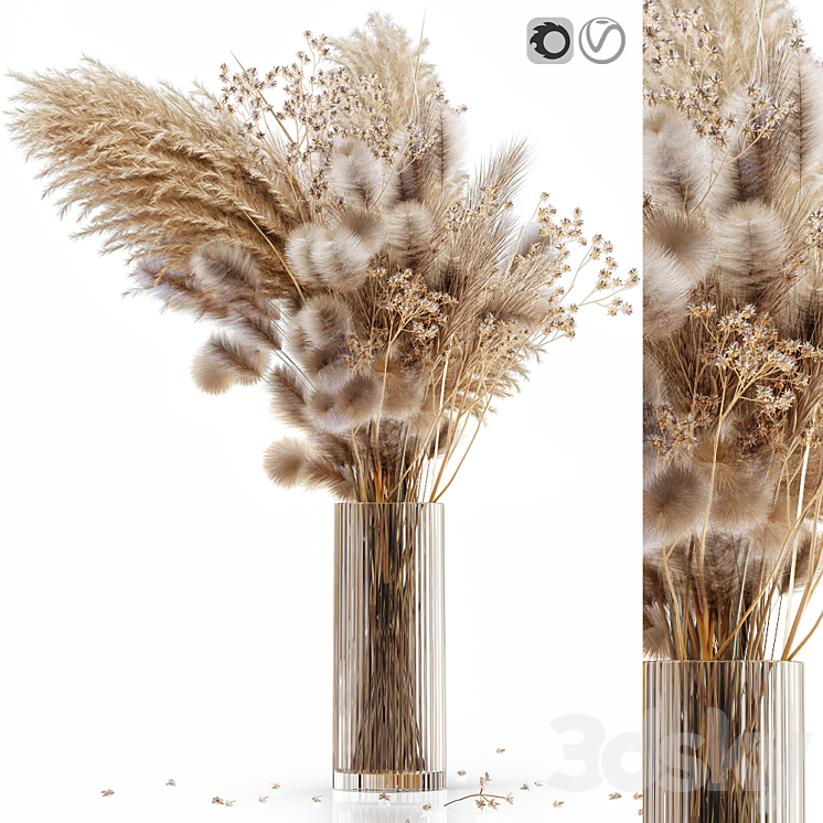 Dry flowers in modern vase 3 3DS Max - thumbnail 1