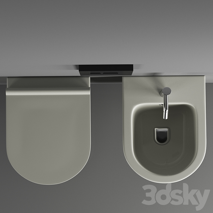 Salenzi Wandcloset Civita 50x35x36.5 Cm Keramiek Rimless Mat Grijs 3D Model