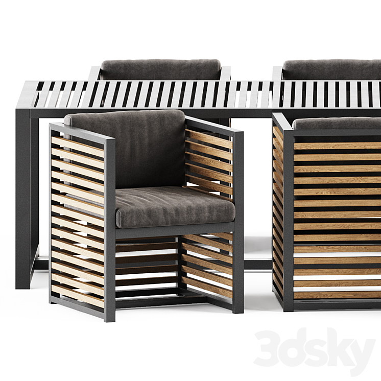 Outdoor Table and Armchair Dna teak by Gandia Blasco \/ Outdoor furniture 3DS Max - thumbnail 2