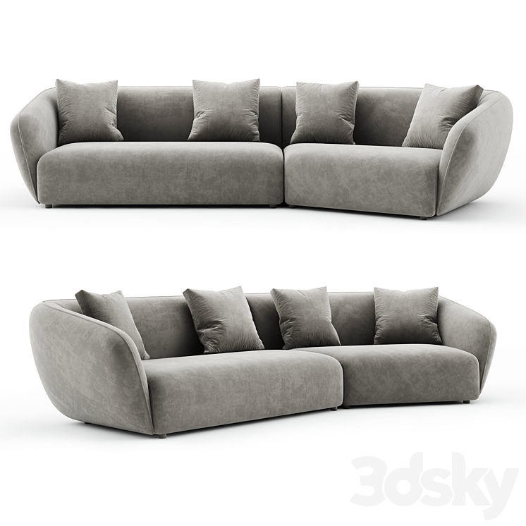 New Upholstery Sofa by Vladimir Kagan 3DS Max Model - thumbnail 1