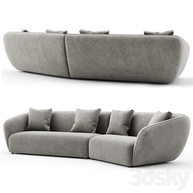 New Upholstery Sofa by Vladimir Kagan 3DS Max Model - thumbnail 2