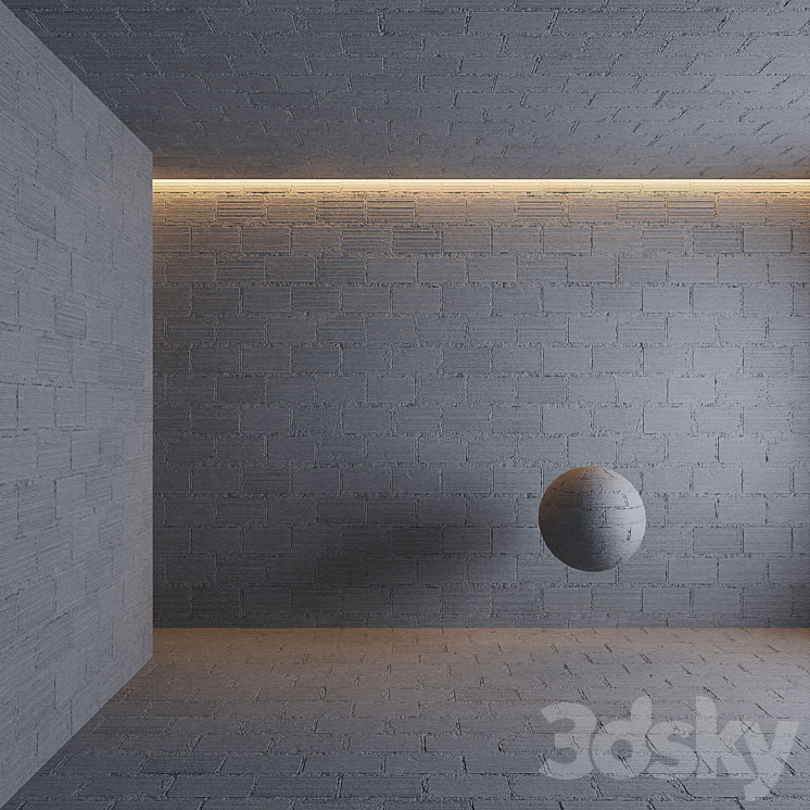 Painted Cinderblocks brick wall 3D Model