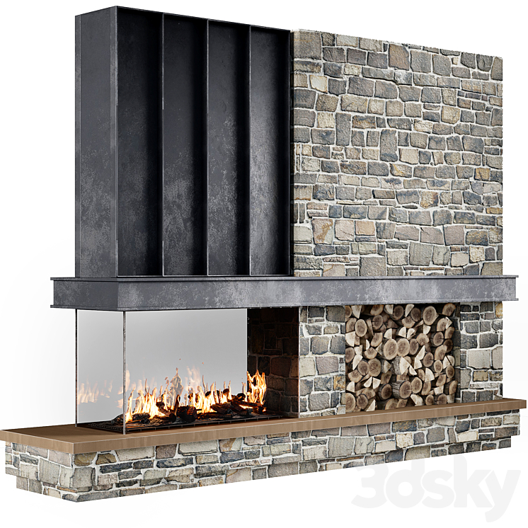 Fireplace modern 79 3DS Max - thumbnail 1