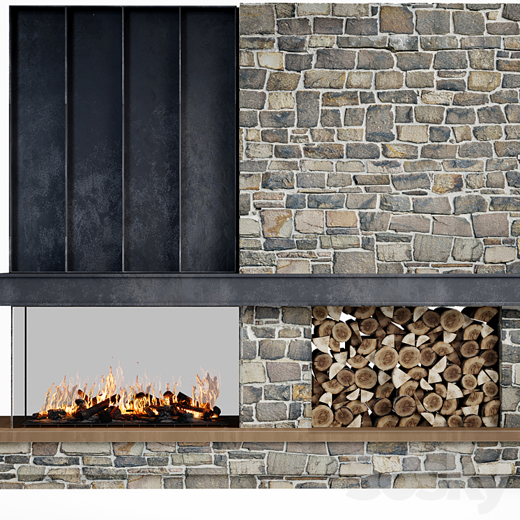 Fireplace modern 79 3DS Max - thumbnail 2