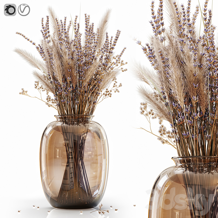 Dry Flowers In Modern Vase 4 3DS Max 3ds Max Files
