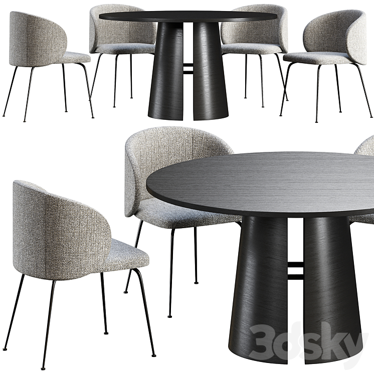 Dining table Teulat Cep + chair La Forma Minna 3DS Max - thumbnail 1