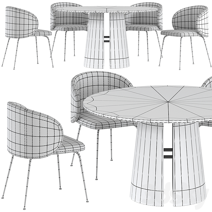 Dining table Teulat Cep + chair La Forma Minna 3DS Max - thumbnail 2