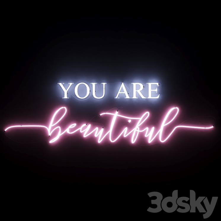 Neon Text 05 You Are Beautiful 3D Model