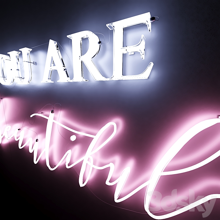 Neon Text 05 You Are Beautiful 3DS Max - thumbnail 2