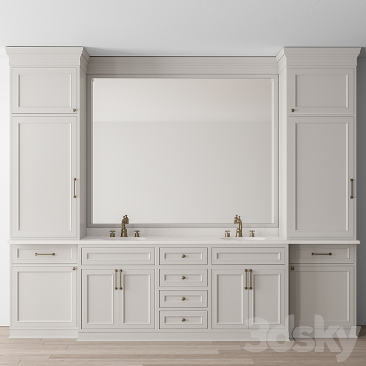 Bathroom Set White and Gold – Set 33 3DS Max - thumbnail 1