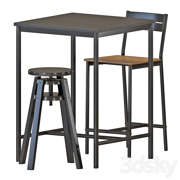 IKEA SANDSBERG Bar Table And Stools Table + Chair 3D model