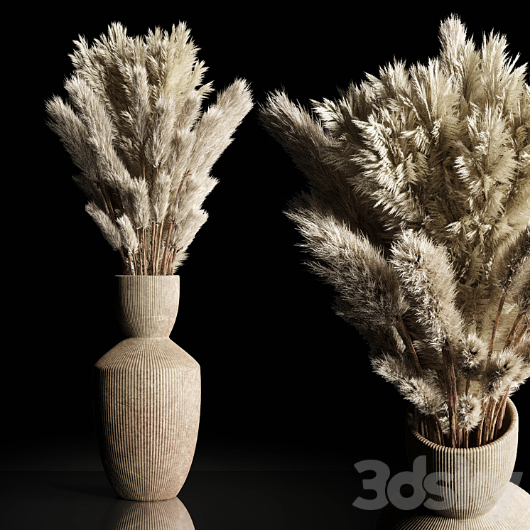 Dry Plants Bouquet Indoor concrete vase 3DS Max - thumbnail 1