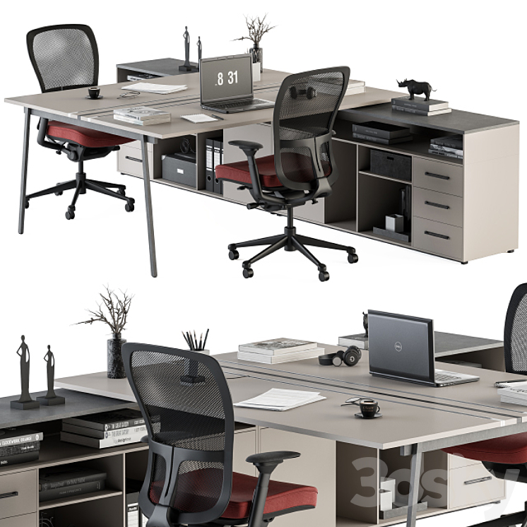 employee Set – Office Furniture 244 3DS Max - thumbnail 2