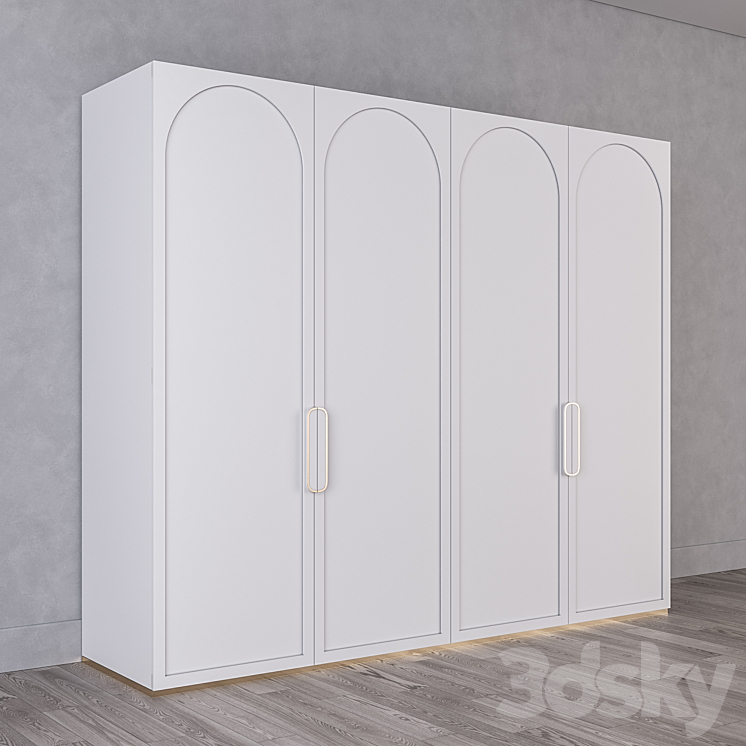 White wardrobe with arches 3DS Max - thumbnail 2