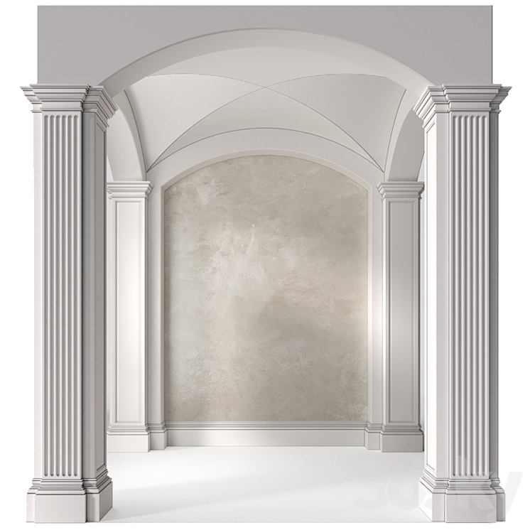 Arched Vaulted Gallery Decorative plaster 3D Model