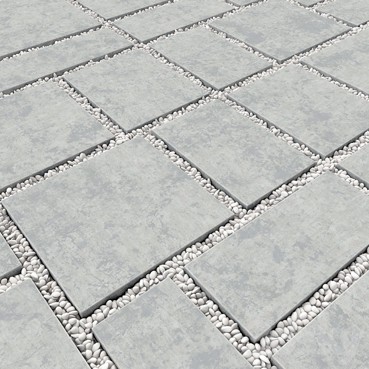 Paving tile pebble low oval n5 3D Model