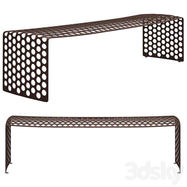 Oxyd metal bench 3DS Max - thumbnail 1