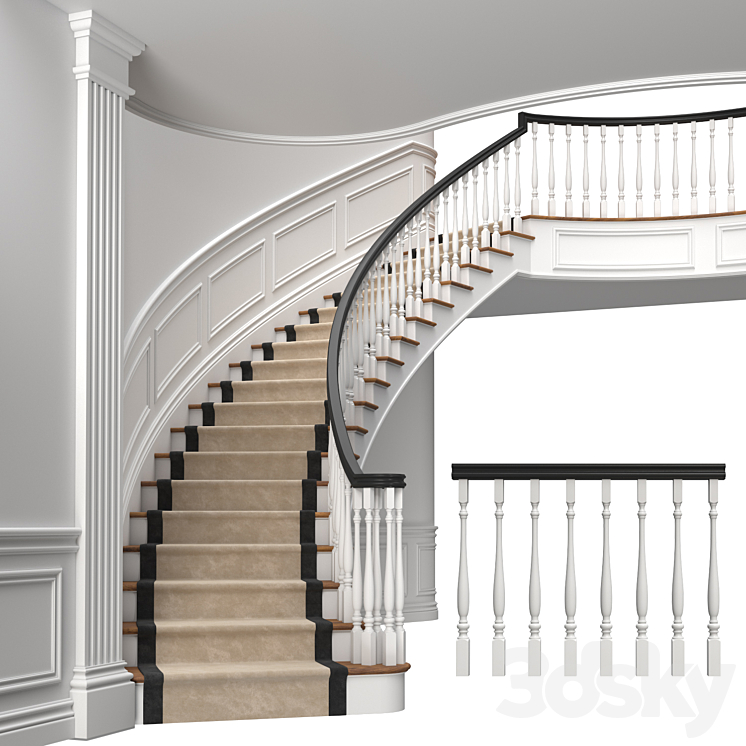 Classic stairs 3 3D Model