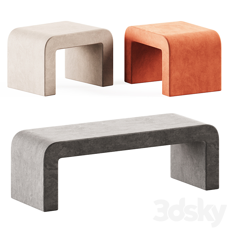 Reeno Benchh by Grazia & Co / Upholstered bench 3D Model