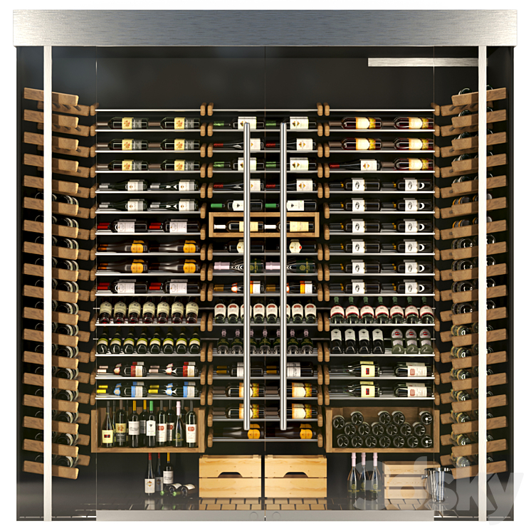 Huge wine rack. Wine 3D Model