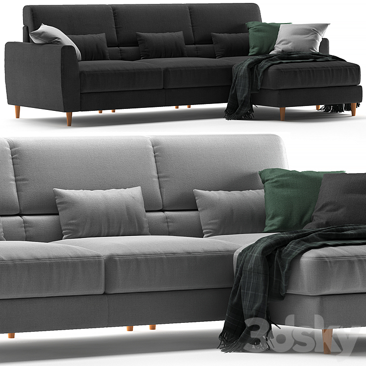 Ikea Slatorp with chaise Sofa 3D model