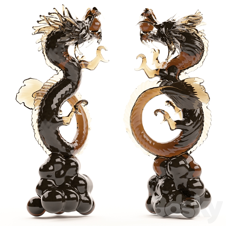 Chinese Dragon Statue Model 3DS Max Model - thumbnail 1