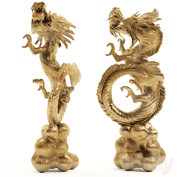 Chinese Dragon Statue Model 3DS Max Model - thumbnail 2